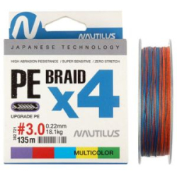 Шнур Nautilus Braid X4 Multicolour 135м d-0.16 10.8кг 1.5PE