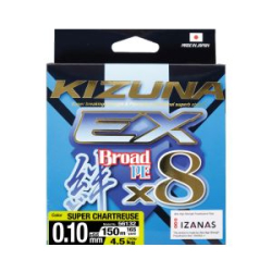 Шнур Owner Kizuna EX X8 Broad PE Super Chartreuse 150м 0,15мм 9,1кг