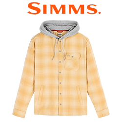 Simms Santee Flannel Hoody, Ely Plaid: Baltic Amber