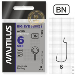 Крючок офсетный Nautilus Offset Big Eye Series Worm 1008 № 6