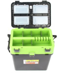 Ящик для зимней рыбалки Helios "FishBox" с навесными карманами, 19 л, зеленый