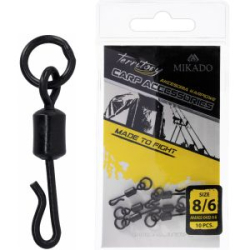 Вертлюг быстросъёмный с большим кольцом Mikado Territory №8 (р.н. до 13кг/10шт) чёрный (AMA02-0402-8-6)