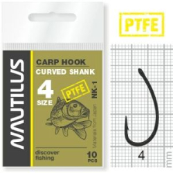 Крючок Nautilus Carp Curved Shank 1PTFE № 4
