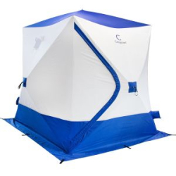 Палатка зимняя куб Следопыт "Long", 2,15х1,8 м, S по полу 3,8 кв.м, 3 слоя, цв. синий/белый
