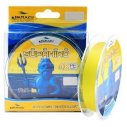 Шнур плетеный Namazu Supahiro 4Х, L-100 м, d-0,37 мм, 29,57 кг,  желтый/100/300/
