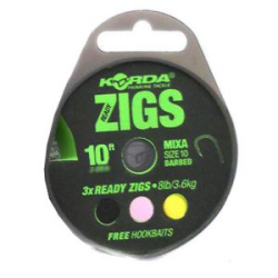 Поводок Korda Ready Zigs on spool 10 size 10 KCR064