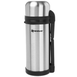 Термос Nisus (N-TM-012-G) 1500ML (дополнительная пластиковая чашка, складная ручка, ремень)