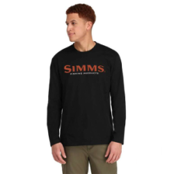 Футболка Simms Logo LS Shirt, Black, XL