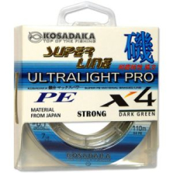 Леска плетеная Kosadaka Super Line Pe X4 Ultralight Pro 110m Dark Green, 0,04мм, 2,7кг