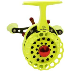 Катушка мультипликаторная зимняя Kosadaka Stalker 65mm, лев. Chartreuse