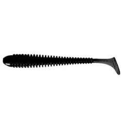 Силиконовая приманка Pike Hunter Ribbed Worm 2.1" 5.3 см. #009 Black  (12 шт)