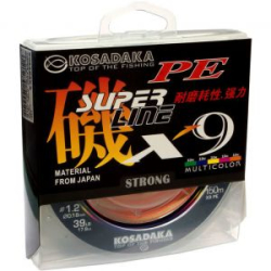 Леска плетеная Kosadaka Super Line PE X9 150м Multicolor 0,14мм, 12,9кг BSLX9-150-MLT-014