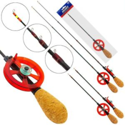 Удочка зимняя Akara Leader M 580 с катушкой Red (хлыст Hi Carbon teleskop 3 составной)