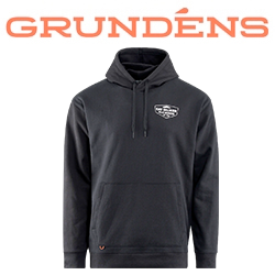 Grundens Eat Your Words DWR HD Hoodie, Black Salmon Graphic