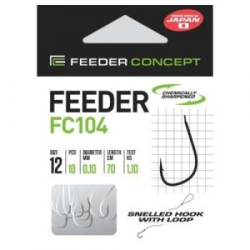 Крючки с поводком FC FEEDER сер. FC104 70см, разм.008, 0,14мм 10шт.