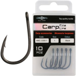 Крючок Mikado 3300 с тефлоновым покрытием №1, матово-чёрный (уп.-10шт.) (AMC-3300-1)