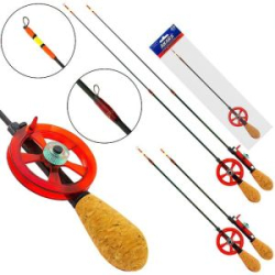 Удочка зимняя Akara Leader M 455 с катушкой Red (хлыст Hi Carbon medium teleskop 2 составной)