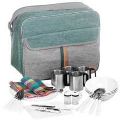 Набор для пикника на 4 персоны зеленый/серый Nisus Luxe (N-425(4)-GG)