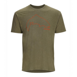 Футболка Simms Trout Outline T-Shirt, Military Heather, M