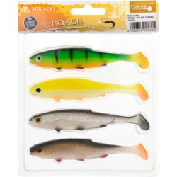 Силиконовая приманка ПЛОТВА Mikado Real Fish 10cm цвет ROACH, ассорти. (4шт.) креветка (PMRFR-10-MIX)