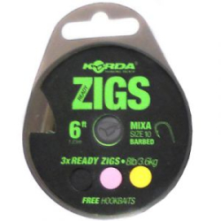 Поводок Korda Ready Zigs on spool  6 size 10 KCR062
