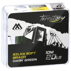 Поводочный плетеный шнур Mikado Territory Silky Soft Braid мягкий (30LB, 10м) тёмно-зелёный (AMC-SSB30/DG)