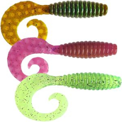 Силиконовая приманка МикроDжиг Curly Grab 2.0" 50мм цвет Машинное Масло + Lox + Лайм