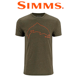 Simms Trout Outline T-Shirt, Loden Heather