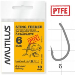 Крючок Nautilus Sting Feeder Сазан/амур S-1114PTFE № 6