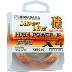 Леска плетёная Kosadaka Super Line PE X4 High-Power JP 150м, цв. dark green, 0,18мм, 12,9кг