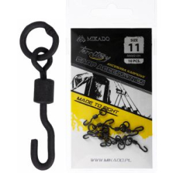 Роликовый вертлюг с кольцом и зацепом Mikado Territory №11 (чёрный) 10шт (AMA02-035)