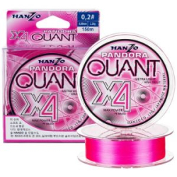Плетёный шнур Hanzo Pandora Quant x4 150м Pink # 0.3 0,09мм 3.4кг