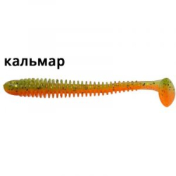 Силиконовая приманка Crazy Fish Vibro Worm 4'' 75-100-5d-6 кальмар цв. orange-chart (оранж-шартрес)