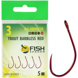 Крючок Fish Season Trout Barbless с большим ухом, без бородки №5 RED (5 шт)