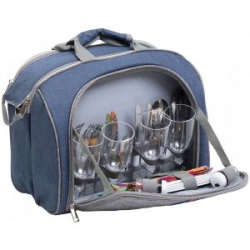 Набор для пикника на 4 персоны синий/серый Helios HS-425S-(4)BG