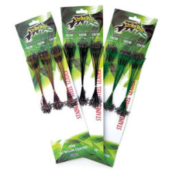 Поводок коричневый 15см. 12кг. верт. бочка №6 заст. Hooked, Duo-Lock, Scandi №1 1X7 72шт.