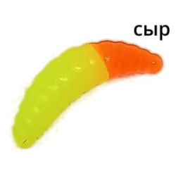 Мягкая приманка Trout Zone Maggot 1,6" Сыр шартрез/оранжевый