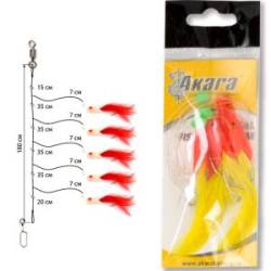 Снасточка морская Akara/Kujira Makrelen Tail Rubber System SP11 H5 №5/0 Red