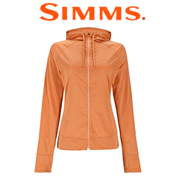 Simms Women's SolarFlex Full-Zip Hoody, Orange Maple Heather