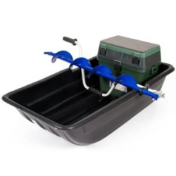 Сани-волокуши Яман "Тундра" №24, 1020х540х260 мм, черный, с ограничителем для ящика и ледобура