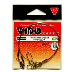 Поводок троллинговый Vido Craft VD-AFW-1x7 дл. 75 см, ф 0,38 мм, 18 кг, 2 шт VD-TAFW7-038-18-75