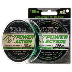 Шнур Akara Power Action X-4 Green 100 м 0,10