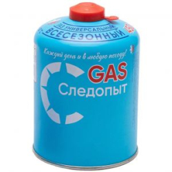 Газ для портативных плит "Следопыт", метал. баллон, 450гр. резьб., (всесезонный) РОССИЯ