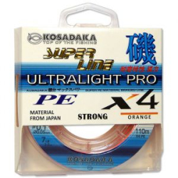 Леска плетеная Kosadaka Super Line Pe X4 Ultralight Pro 110m Orange 4,9кг 0,08мм