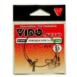 Поводок Vido Craft VD-AFW-1x19 дл. 30 см, ф 0,41 мм, 21 кг, 2 шт VD-AFW19-041-21-30