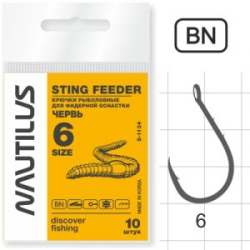 Крючок Nautilus Sting Feeder Фидер червь S-1134BN № 6