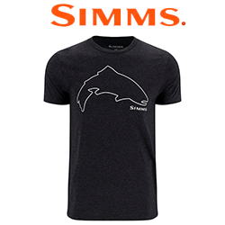 Simms Trout Outline T-Shirt, Dark Gunmetal Heather