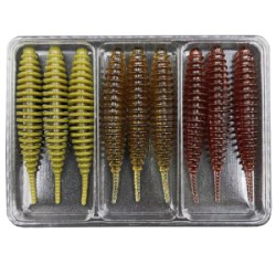 Силиконовая приманка МикроDжиг 3-х набор Tanta 2.0" 50мм цвет Кола+Коричневый Прозрачный+Грин Пампкин