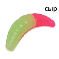 Мягкая приманка Trout Zone Maggot 1,3" Сыр светонак/светонак оранж