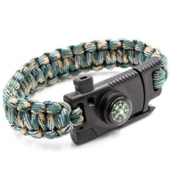 Браслет "СЛЕДОПЫТ" из паракорда со свистком, компасом, лезвием и огнивом, 24,5х2 см